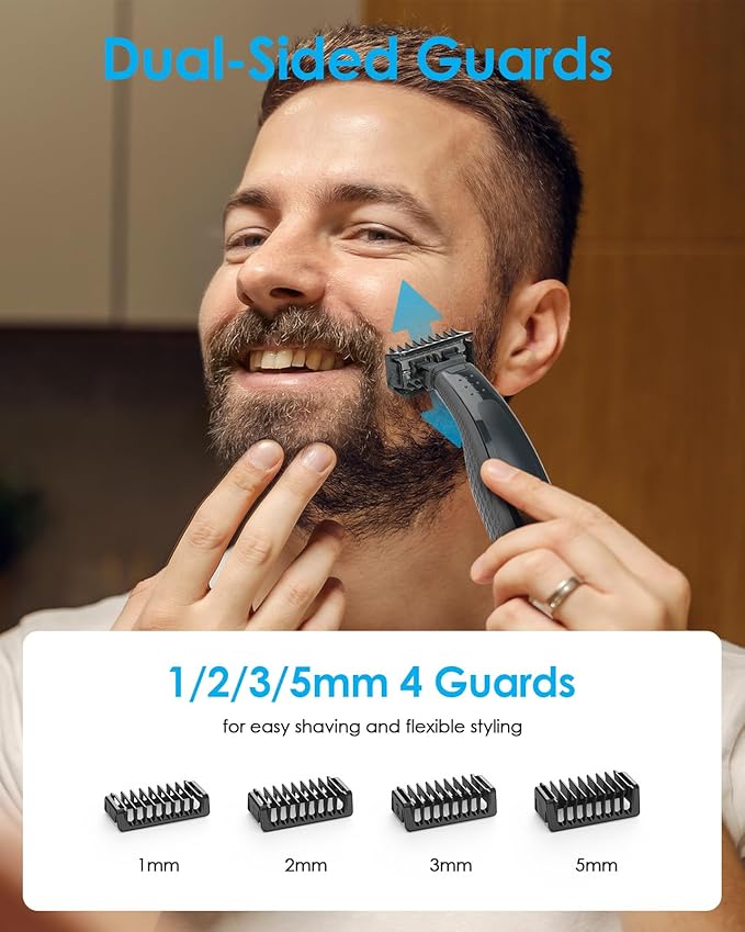 Guard Combs with Shaver Stand Kit for O Blade QP2724/QP2834/QP2520/QP2630/QP65XX/QP66XX OBlade Pro, 0/3mm Body Comb + 1/2/3/5mm Bi-Directional Guards, Electric Shaver Attachments Accessories, 9PC