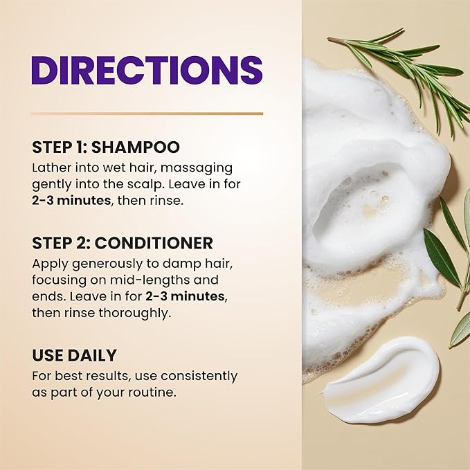 Thickening Hair Growth Shampoo and Conditioner Set For Women & Men, Biotin Shampoo and Conditioner, Intensive Repair for Thinning Damaged & Frizzy Hair, Split End Care, Sulfate & Paraben Free