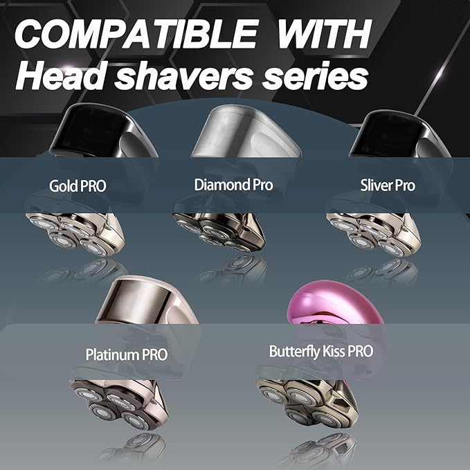 3Pack Pro 4 Shaver Replacement Heads for Gold PRO, Silver PRO, Platinum PRO, Butterfly Kiss PRO Head Shavers, Floating 4 Heads for a Fast, Close and Smooth Shave.