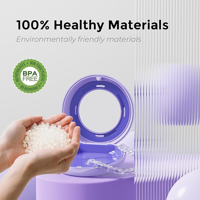 HEMILAB® Retainer Case, Slim Aligner Case with Mirror, Compatible with Invisalign, Cute Retainer Orthodontic Box with Vent Holes, Purple