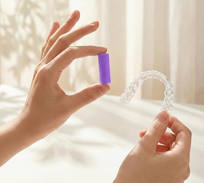 12 Pcs Aligner Seaters for Invisalign & Clear Aligners - Multicolor Silicone Orthodontic Chompers - Dental Chews for Retainers & Trays Seating, Purple
