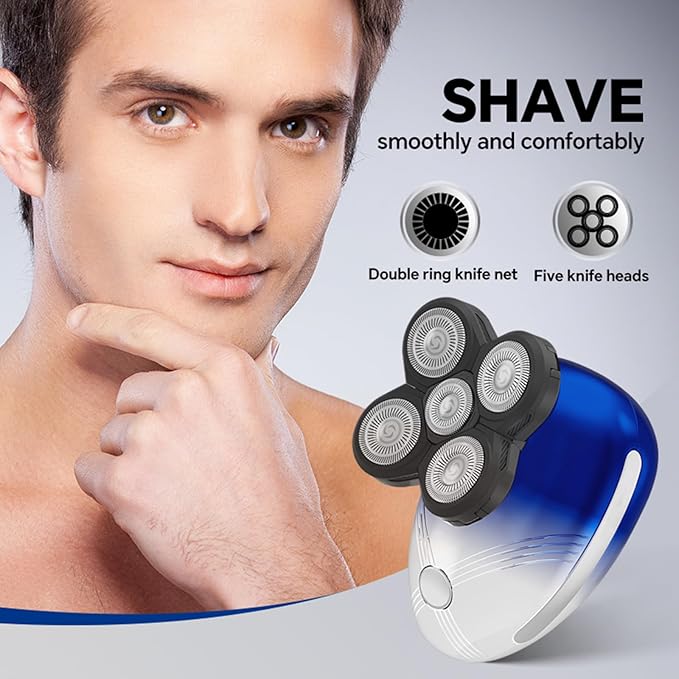 Head Shaver for Bald Men - Electric Rotary Razor Rechargeable - Waterproof 5D Bald Head Shavers 9500 RPM High Speed Fast Shaving Beard Trimmer Type-C Charge for Scalp Face Beard Close Shave