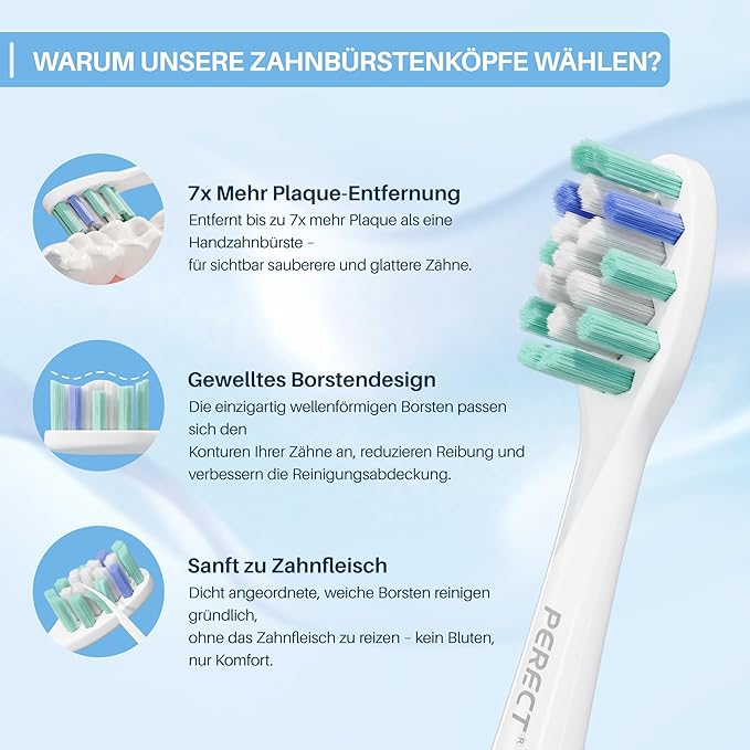 PERECT Soft Replacement Toothbrush Heads 6-Pack for Philips Sonicare Click-On Models – Fits 4100, 5100, 6100, 9023, W Optimal Plaque Control, Not Compatible with Essence/E-Series or Philips One
