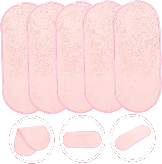 VANZACK 5Pcs Portable Makeup Removal Towels Washable Fleece Face Cloths for Gentle Cleansing Skin Friendly Facial Washing Towels for Men and Women for Travel and Daily Use