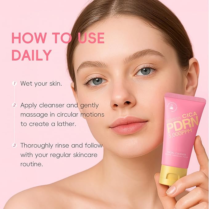 PDRN Facial Cleanser,Hydrating Face Wash with Hyaluronic Acid & Soft Creamy Foam,Gently Cleanses Pores,Removes Oil & Impurities Without Dryness or Tightness | For a Balanced,Nourished Feel /2PCS