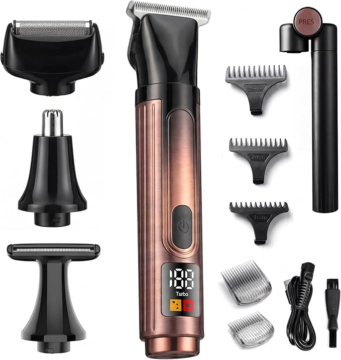 Back Shaver for Men with LED Display, 4-in-1 Rechargeable Body & Back Trimmer, Extendable Long Handle, Safety Lock, IPX7 Waterproof, Adjustable Speed, Wet/Dry Use, Travel Case Included