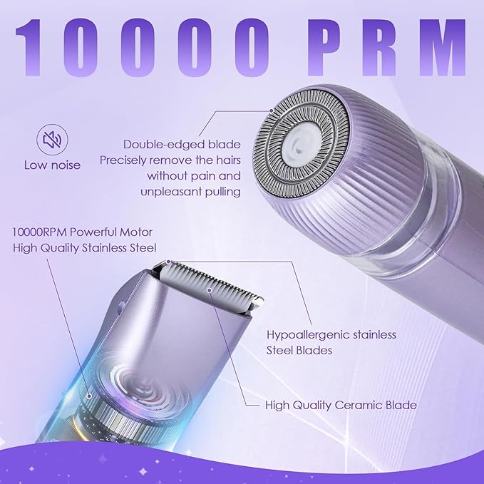 Bikini Trimmer for Women Dual Head Electric Razors IPX7 Waterproof, Electric Shaver for Facial Private Hair, Anniversary Birthday Christmas Gifts for Women self Care, Stocking Stuffers for Teen Girls