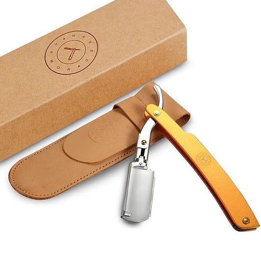 Best Shavette Straight Razor - Replaceable Blade Straight Razor, Metal Handle Shavette, No Stropping or Honing Needed, Great For Beginners, Starter Blade, Hygienic, Close Shave, Leather Case