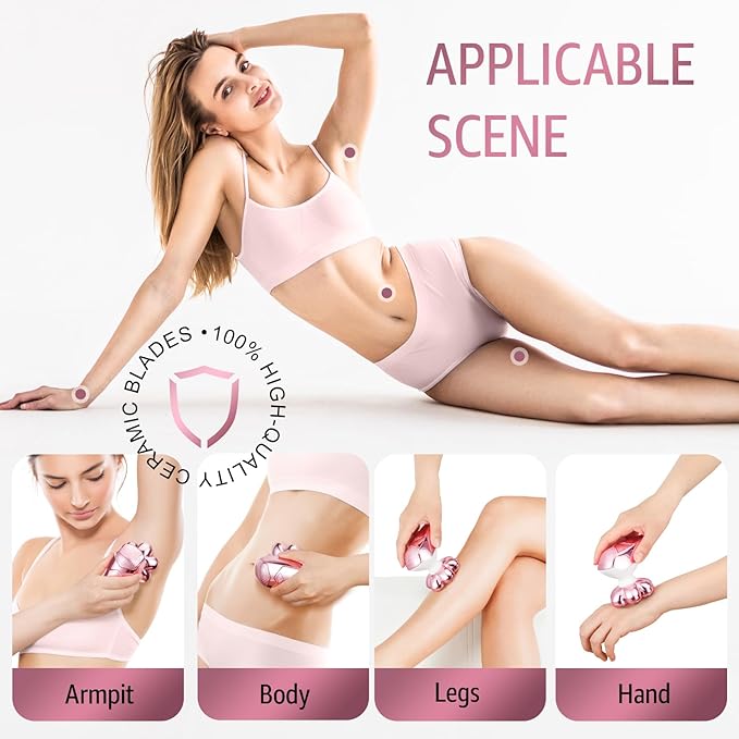 SHPAVVER Electric Razors for Women Legs: Rechargeable Body Shaver - Waterproof Wet Dry Shaver for Women Lady Face Underarms Pubic (Little Pink)