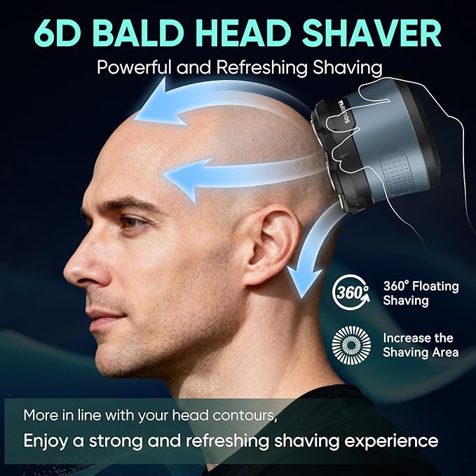 Head Shaver for Bald Men，Magnetic Electric Razor Hair Trimmer for Men，Large Battery Capacity, Rechargeable LED Display，Head Shavers with Type-C ChargeWaterproof Wet/Dry