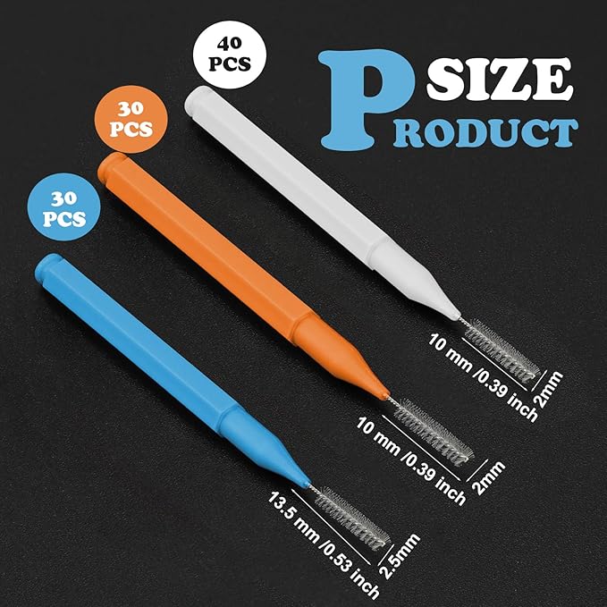 Patelai 100 Pieces Braces Brush for Cleaner Interdental Brush Toothpick Dental Tooth Flossing Head Oral Dental Hygiene Flosser Toothpick Cleaners Tooth Tool(White, Orange, Blue,Proper Size)