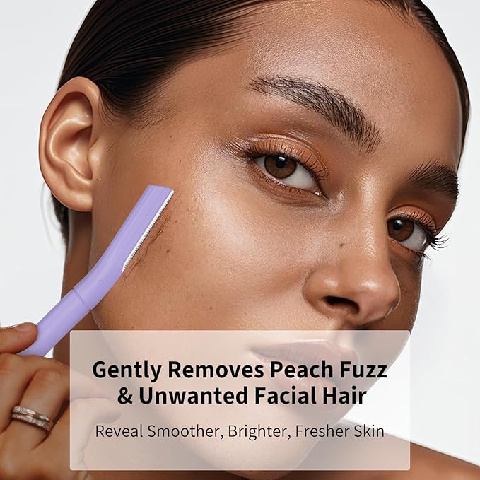 Precision Dermaplane Razor, Face Razors for Women and Men, Eyebrow Razor, Dermaplaning Tool, Peach Fuzz Remover, Skin-friendly Microblades with Protective Cap