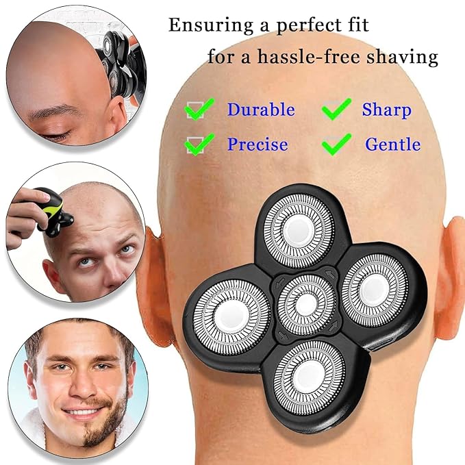 Electric Razor Blades 5D Replacement for Freebird Skull Pitbull Shaver Refills, with Cleaning Brush