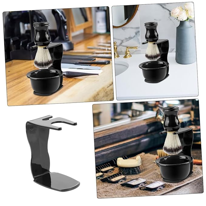 FRCOLOR 3pcs Safety Razor and Brush Stand Men's Grooming Shaving Razor Holder Portable Travel Shaving Brush Rack