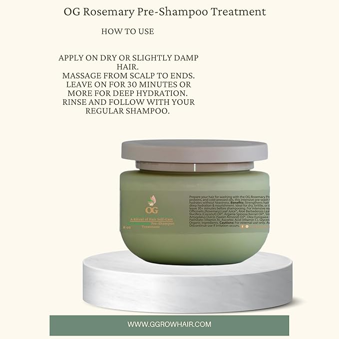 OG Pre-Shampoo Treatment for Dry and Damaged Hair, 8 oz, Deep Hydration Formula with Vitamins, Strengthens Hair Follicles
