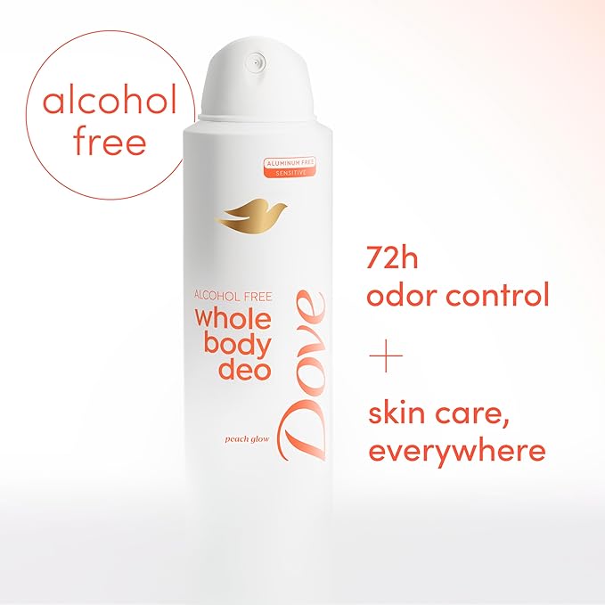 Dove Whole Body Deo Alcohol Free Deodorant Spray for Women Peach Glow 4 oz