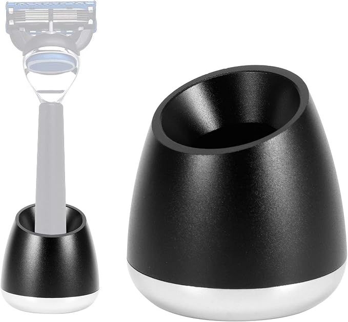 Zerodis Holder, Non Slip Metal Safety Shaving Stand with Rubber Bottom for Men Travel Shaver Base for Shower Bathroom Kitchen