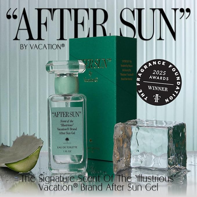 VACATION AFTER SUN Eau de Toilette Sunscreen, Blends Notes of Classic Aloe Vera Gels, Fresh Tropical Perfume, Unisex Scent of Summer Nights, Travel Size, 1 Fl. Oz.