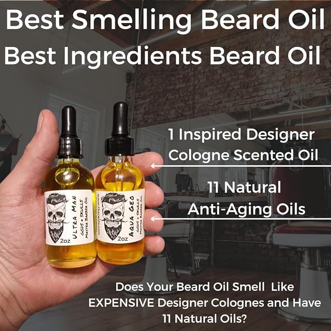 Luxury Cologne Oil - 2oz Anti-Aging Blend with Plant Retinol for Beard, Skin & Hair (Guilty Black)