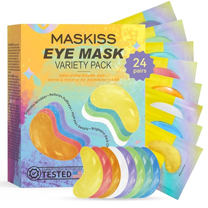 Under Eye Patches Variety Pack (24 Pairs), Valentine's Day Gifts for Her, Eye Masks for Dark Circles Puffy Eyes With 8 Colors (3 Pairs/Color), Vegan Skin Care Gifts for Women