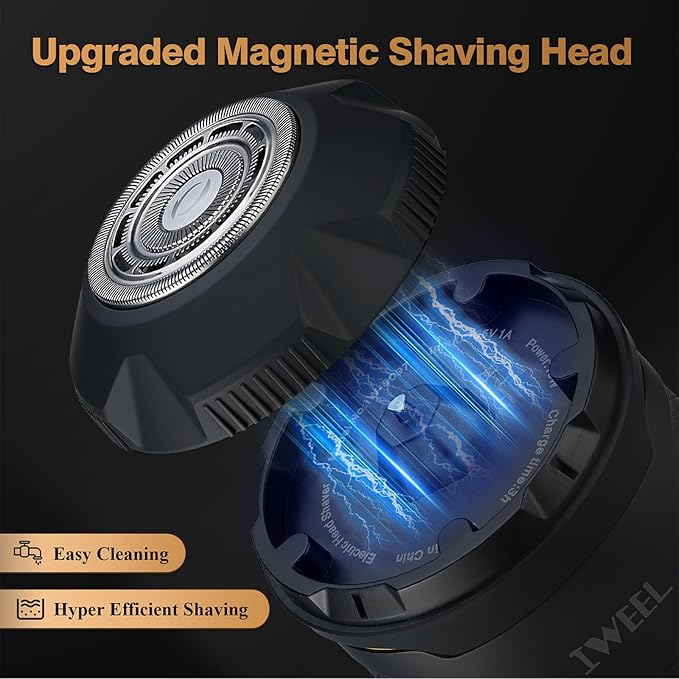 IWEEL Head Shavers for Bald Men Magnetic Electric Razor Rechargeable Head and Face Shaver for Men Beard Trimmer IPX7 Waterproof Wet/Dry Bald and Skull Shavers Cordless Grooming Kit for Travel Home