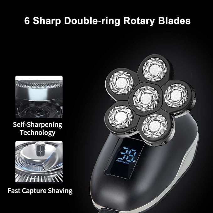 Head Shaver Replacement Heads,Head Shaver Replacement Blades, Head Shavers for Bald Men,Head shavers for Men, Stainless Steel Rotary Blades for Electric Head Razor (black6)