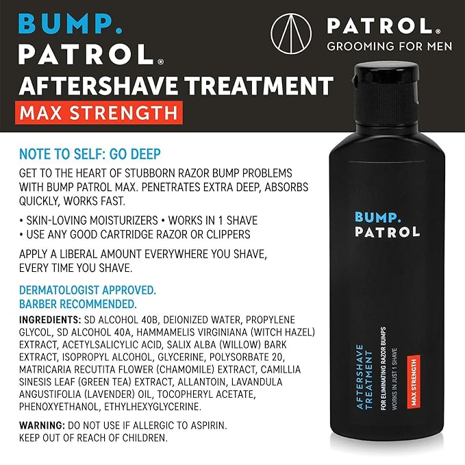 Bump Patrol Maximum Strength Aftershave Formula - After Shave Solution Eliminates Razor Bumps and Ingrown Hairs - 2 Ounces 2 Pack