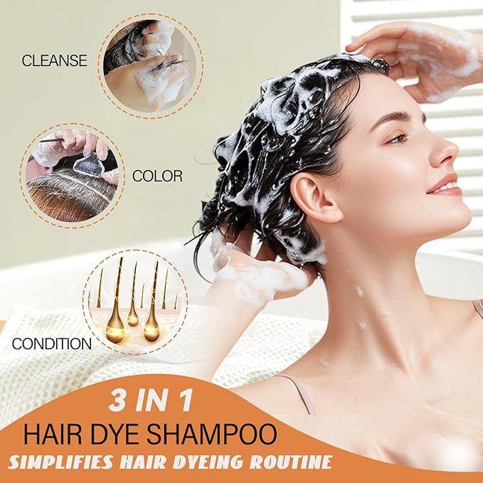 Light Brown Hair Dye Shampoo, Semi-Permanent Brown Hair Dye, Colors in Minutes, Instant Hair Color Shampoo for Women Men, Champu Para Pintar el Cabello, Champu Para Canas, Easy to Use 16.90 Fl Oz