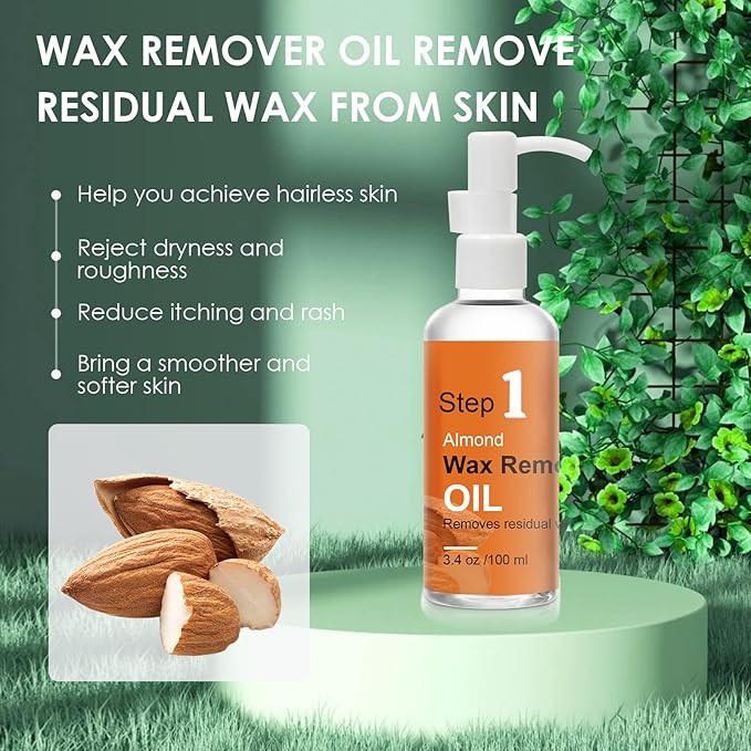After Waxing Skin Care Kit, Almond Oil For Remove Wax Residue, Post Wax Cooling Aloe Vera Gel For Calm and Soothing Skin, 2 Bottles Hair Removal Waxing Nursing Kit for Women 3.9oz/100ml