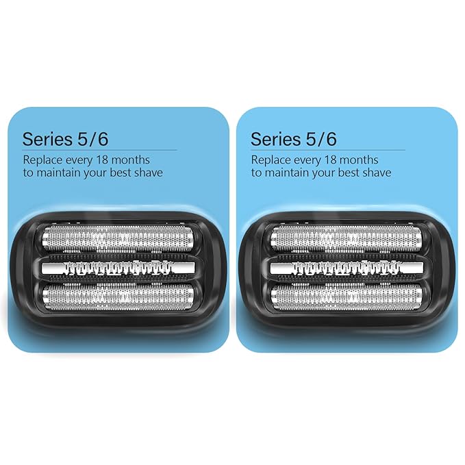 Series 5/6 53B Replacement Head for Braun Electric Foil Shaver, Compatible with Braun Razors New Generation 5020cs 5018s 5035s 5049cs 5050cs 6020s 6040cs 6075cc 6072cc 6090cc, 2 PCS