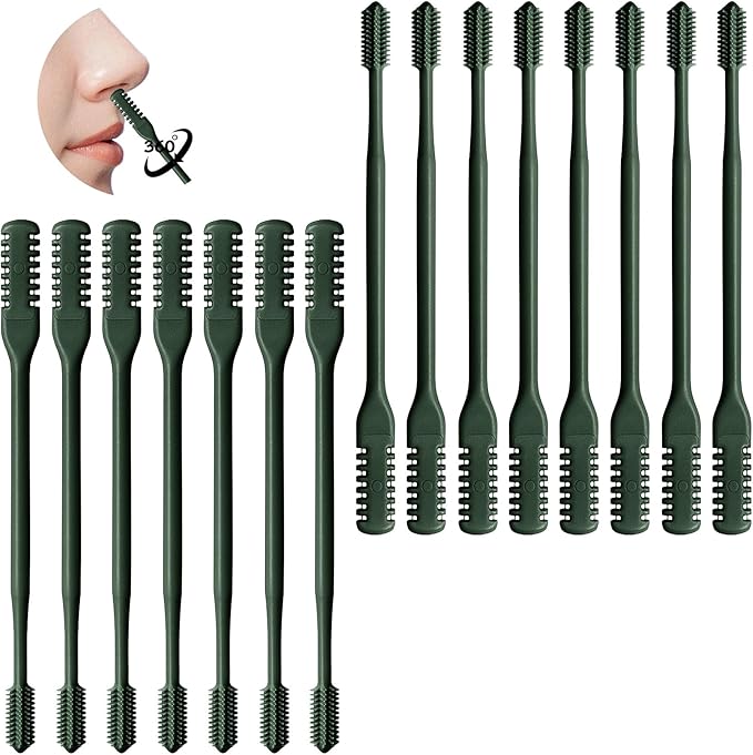Dark Green Nasal Hair Cutter,Manual Nostril Hair Remover Tool,Nose Hair Trimmer for Womens Mens Christmas Gift Nose Trimmer for Men Cleaning Brush 360° Rotating Ear Nose Cutter for Men