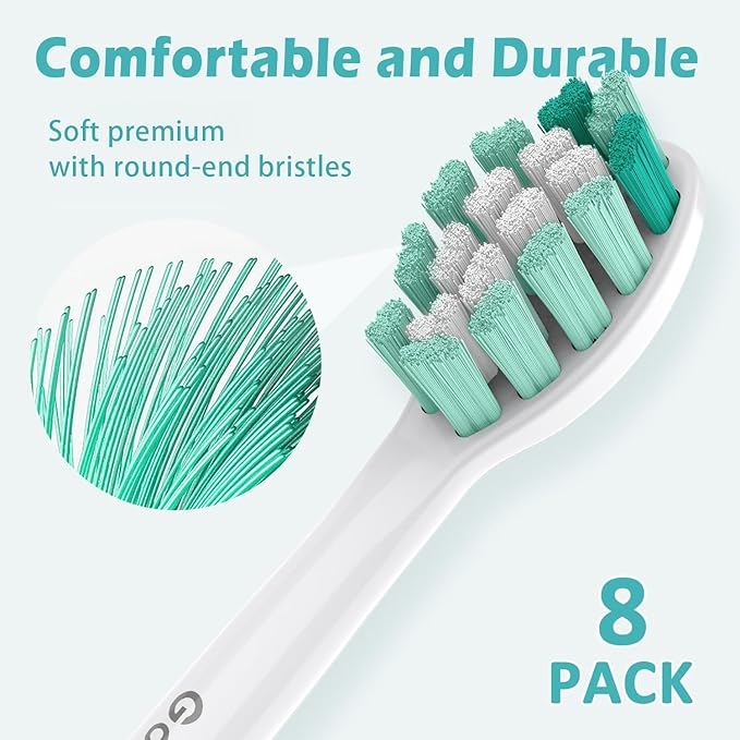 Replacement Toothbrush Heads for Philips Sonicare Click-on Electric Brushhead White 8 Pack