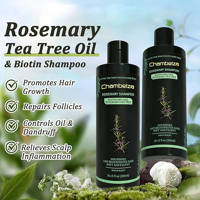 Rosemary Hair Growth Shampoo for Men and Women -Natural Thickening and Strengthening Formula with Biotin Hydrolyzed Keratin -Designed for Thinning Hair & Hair Loss 10.15 fl.oz-2 Pack