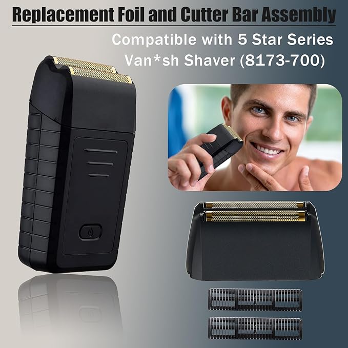 Shaver Foil Head Cutter Bar Replacement,Compatible with Wahl 5 Star Series Vanish Shaver 8173-700,High Performance Shaving Accessorie, Black (1 Pack)