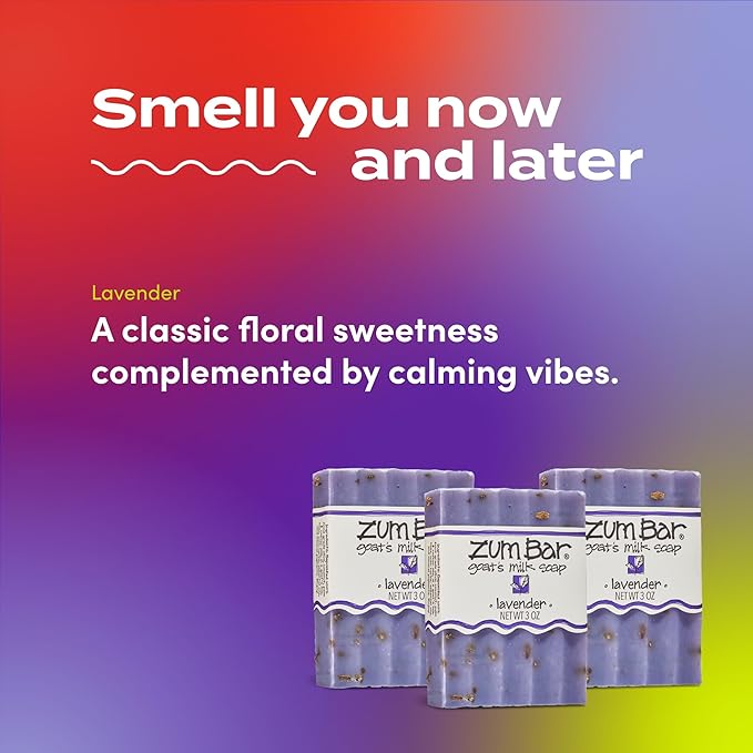 Zum Indigo Wild Goat's Milk Soap Bar - Bar Soap for Hands & Body Made with Essential Oils - 3 oz - Lavender (3 Pack)