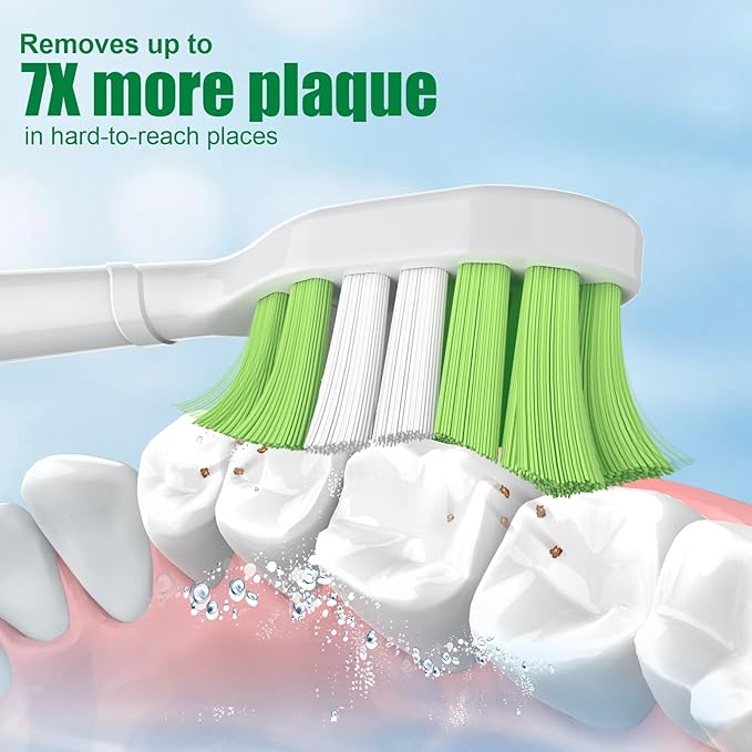 Toptheway Toothbrush Replacement Heads Compatible with Philips Sonicare Plaque Control ProtectiveClean C2 C1 G2 Brush 4100 5100 5300 and More Click-on Electric Toothbrush Handles, 10 Pack