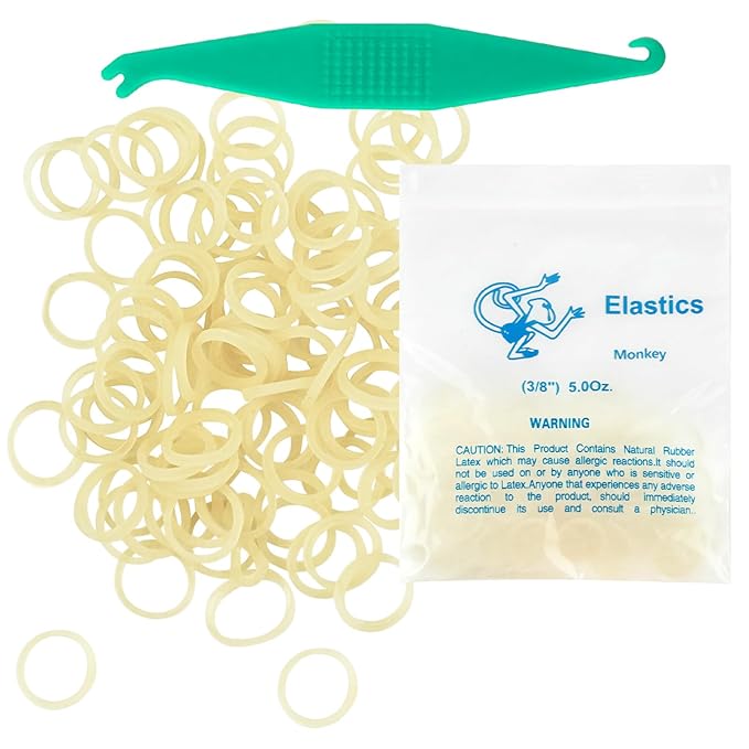 Orthodontic Rubber Bands for Braces 3/8'' Medium 5 oz, 100 Pcs Dental Intraoral Elastic Bands
