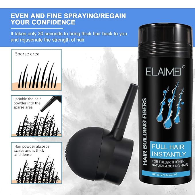 RoseFlower Hair Fibers for Thinning Hair & Spray Unisex, Stain-Proof Waterproof Undetectable Natural Instantly Conceals Thicken Thinning Balding Hair Hairline 15 Sec, Look Younger, Medium Brown