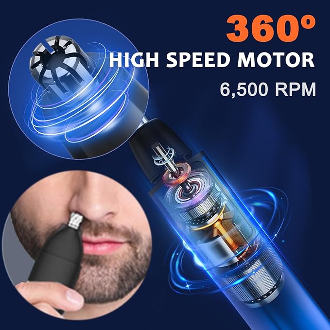 Nose and Ear Hair Trimmer for Men - Nose Hair Remover Razor for Ears Face - Painless Ear Remover Rechargeable Nasal Shaver Clipper Dual-Edge Blades for Women No Pull Trimming with Travel Lock