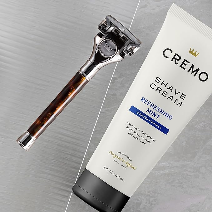 Cremo Barber Grade Cooling Shave Cream, Astonishingly Superior Ultra-Slick Shaving Cream Fights Nicks, Cuts And Razor Burn, 6 Fl Oz (2 Pack), WHITE