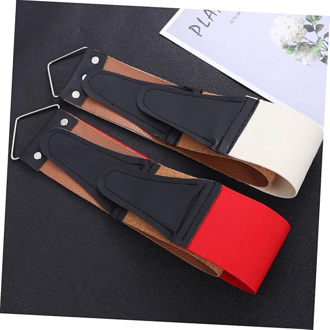 2pcs Traditional Barber Strop Leather Razor Strop Sharpening Strap for Razor Blade Random Color