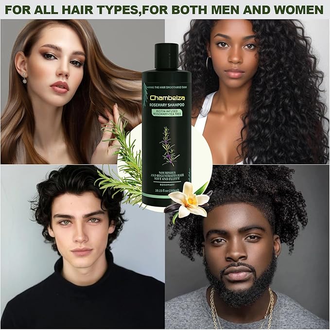 Rosemary Hair Growth Shampoo for Men and Women-Natural Thickening and Strengthening Formula with Biotin Hydrolyzed keratin -Designed for Thinning Hair & Hair Loss 10.15 fl.oz