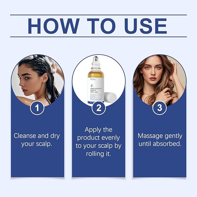 30ml Hair Growth Serum Roll-On for Thinning Hair – Stimulates Follicles, Strengthens Roots & Boosts Density with Rosemary & Biotin – Non-Greasy Scalp Treatment for Men and Women