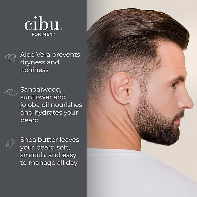 CIBU for Men Beard Butter 4oz - Hydrating Beard Moisturizer for Men to Tame Flyaways and Coarse Hair - Beard Softener with Aloe, Shea Butter, Sandalwood, Sunflower, and Jojoba Oil