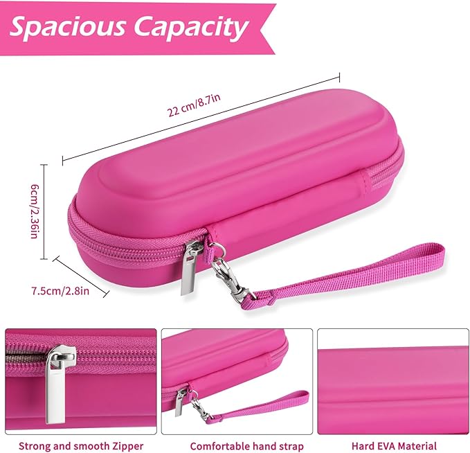 Toothbrush Travel Case for Oral B/Oral-B Pro 1000 1500 5000 7000 & Philips Sonicare 4100 1100 5300 5100 6100/iO Electric Toothbrush, Hard Protective Storage Bag (Pink)