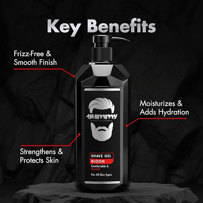 Gummy Professional Bloom Shave Gel with Pump – Clear Unscented Formula for Precision Razor Glide and Smooth Shaves – Transparent Fragrance Free Grooming for All Skin Types – 33.81 fl oz / 1000 ml