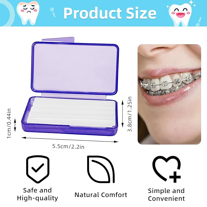 10-Pack Multicolored Dental Wax for Braces, 50-Strip Set of Unscented, Flavorless Orthodontic Wax, Teeth Braces & Aligners Care, Bracket Covers, Lip Protectors & Oral Appliance Accessories