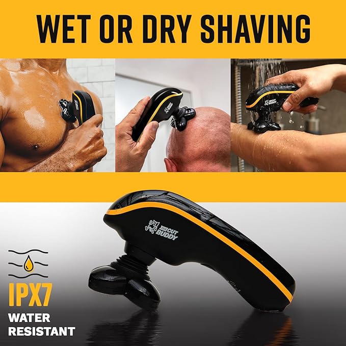 Bald Buddy Head Shaver for Men, Waterproof, Rechargeable Electric Razor, Cordless, Ergonomic Design, Battery & Cleaning Indicator, The Cut Buddy