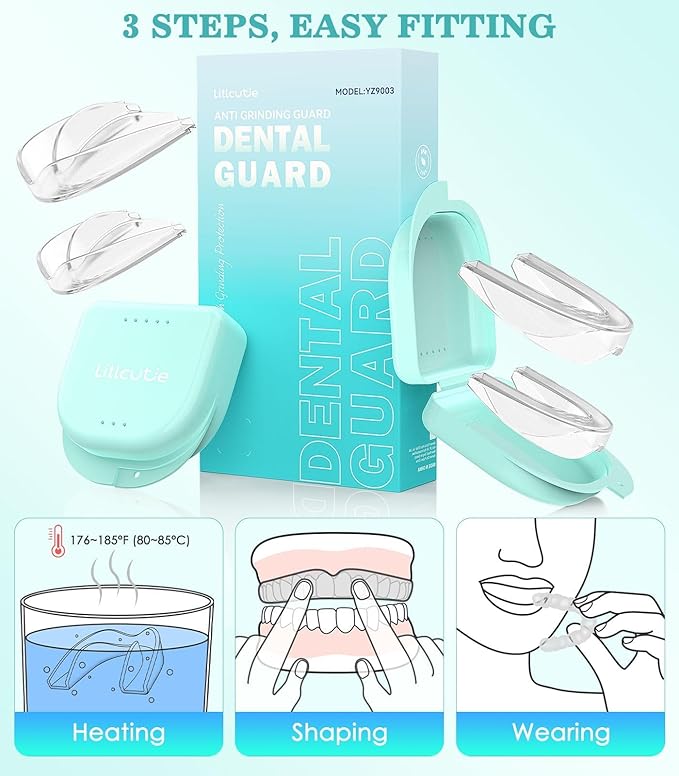Anti Grinding Guard,Mouth Guards for Sleeping,Night Guards for Teeth Grinding for Adults,4 Pcs 2 Size Reusable Mouth Guard, Clear