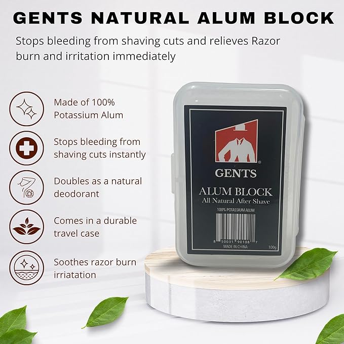 Gents Alum Block in Plastic Case | Upgrade Your Shave - Soothing Aftershave Solution for Shaving Razor Burn Relief - Travel Friendly Durable Plastic Case Included (3.5 Ounces Pack of 3)